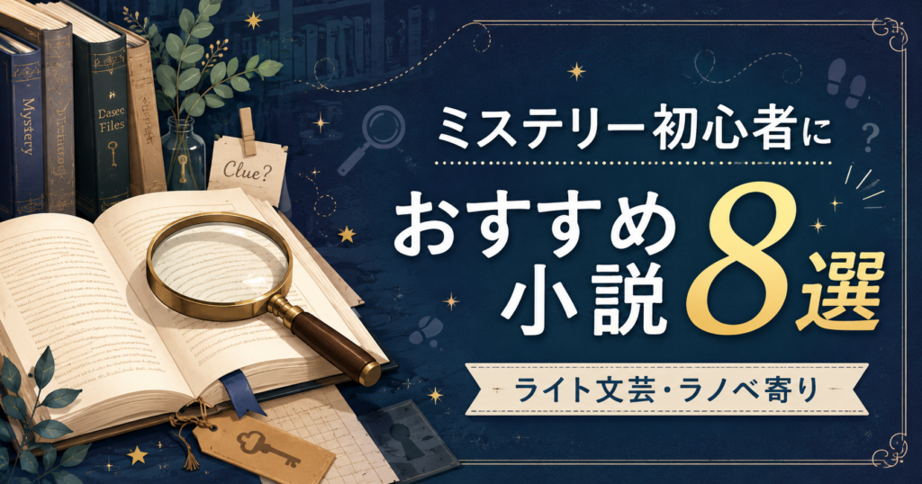 ミステリー初心者におすすめの読みやすい小説8選を紹介する読書ブログのアイキャッチ